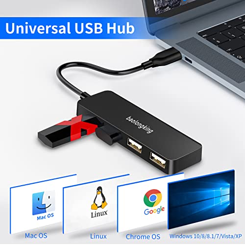 USB Hub, 4-Port USB Splitter Ultra Slim Multiport USB Expander Port Adapter for iMac Pro, MacBook Air, Mac Mini/Pro, Surface Pro, Notebook PC, Laptop, USB Flash Drives, and Mobile HDD(usb 2.0 hub)