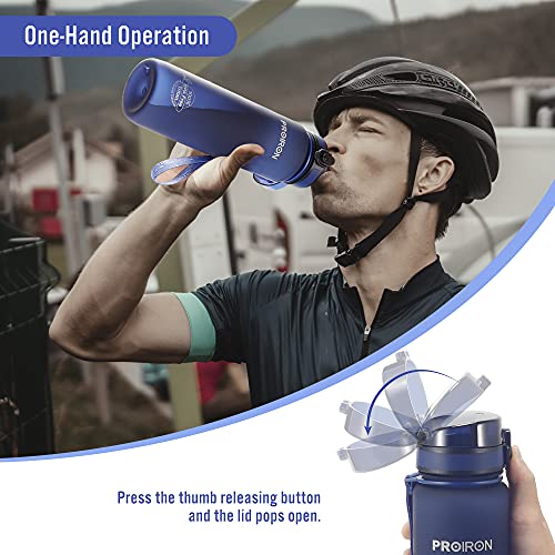 PROIRON Water Bottle 500ml for Bike, Running, Cycling, Gym, Leak Proof Sports Water Bottles with Flip Top Lid, Filter & Protein Shaker Included, Blue