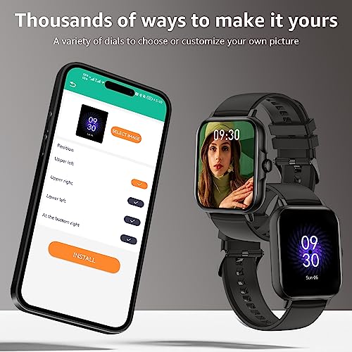 Asmoda Smart Watch for Men Women, Fitness Watch with Intelligent Reminders and Phone Calls, Activity Trackers with Heart Rate and Blood Pressure Monitors, 1.83" Size Screen Pedometer for Android iOS