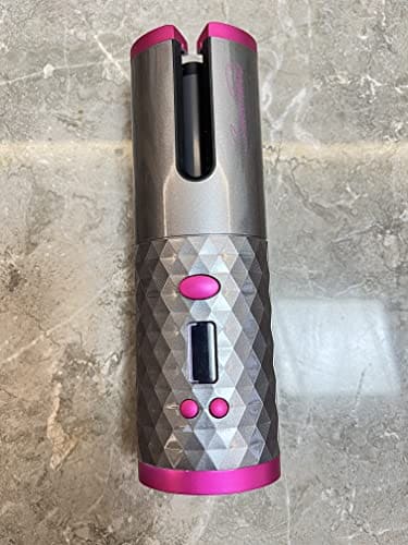 Hair Curler,Rotating Curling Tongs, Curling Iron, Cordless Auto Curler Restriction with Built-in Rechargeable Battery, Ceramic Professional Hair Curler USB Charging and Rechargeable Portable