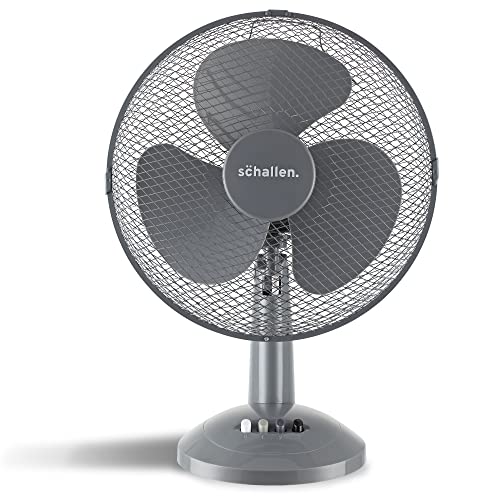 Schallen Home & Office Electric 12" 3 Speed Electric Tilt Oscillating Worktop Desk Table Air Cooling Fan (Grey)