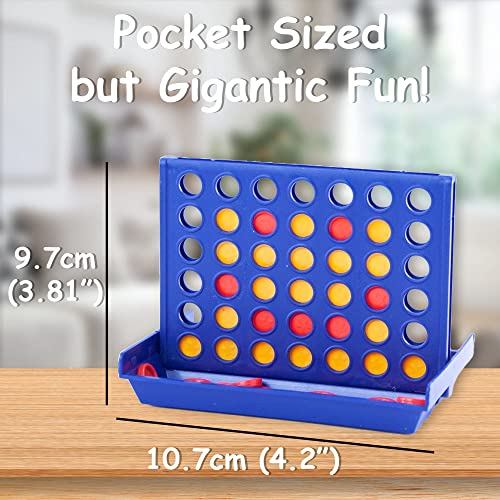 Travel Sized Classic 4 in a Row Game, 42 Counters, Mini Size Board Game for Kids, Match Four in a Line, Ideal Travelling Companion for Family Fun, Kids and Adults Will Love This Pocket Sized Game