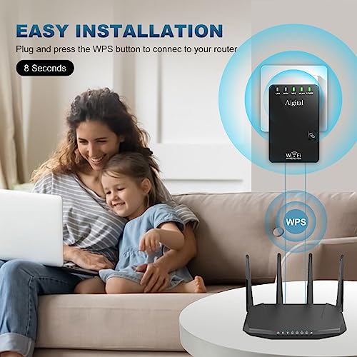 Wi-Fi Extender| WiFi Internet Booster for Home& Office | Compact WiFi Repeater |Covers up to 2000 sqft and 30 devices| 2 Ethernet Ports |2.4GHz/300Mbps |1-Tap WPS Setup| Works with All Router Modem