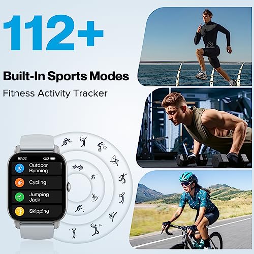 Aptkdoe Smart Watch Answer/Make Calls, 1.85" Touch Screen Fitness Watch for Men Women, Heart Rate Sleep Monitor, Step Counter, 112 Sports Modes, IP68 Waterproof Fitness Tracker for iOS Andriod(Grey)