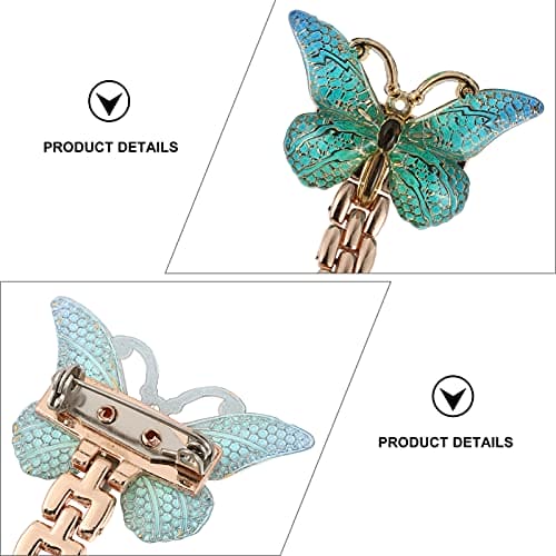 Hemobllo Nurse Watches Plastic Clip On Nursing Quartz Watches Butterfly Shape Lapel Pin on Brooch Fob Watches Round Hanging Watches for Decoration Green