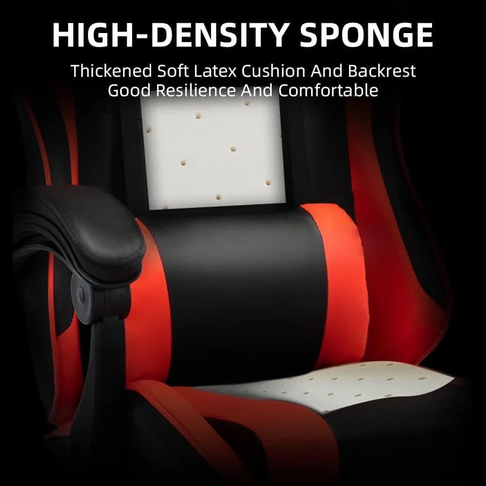 Gaming Chair Ergonomic Computer Chair Office Chair Desk Swivel Chair Adjustable Reclining Footrest Cushion Red New!