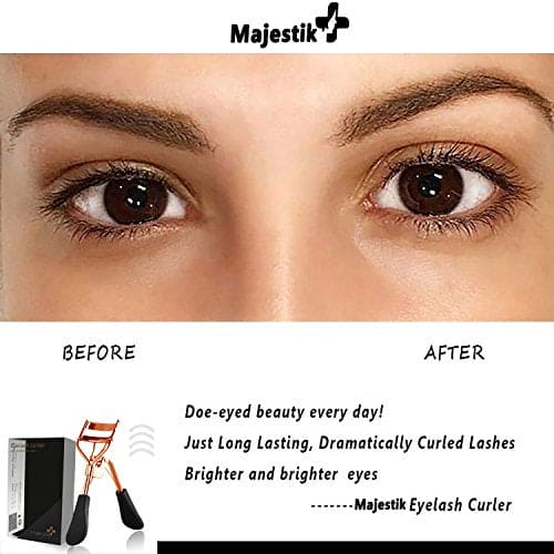 Eyelash Curler With 4 Refill Pads Rose Gold Designed for No Pinching or Pulling Just Dramatically Curled Eyelashes & Lash Line In Seconds By Majestik+