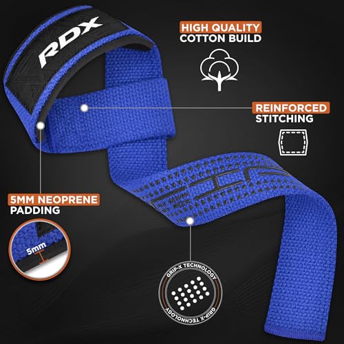 RDX Weight Lifting Straps,Powerlifting Deadlifting, Anti Slip 60CM Hand Bar Grip, 5MM Neoprene Wrist Support, Heavy Duty Weightlifting Bodybuilding Workout