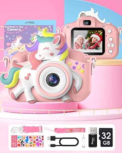 Kids Camera, Gofunly Kids Camera for Girls, 1080P HD 2.0 Inch Screen Kids Digital Camera with 32GB SD Card, Birthday Christmas Kids Toys Gifts Selfie Childrens Camera for Kids Age 3-12 Years Old Girls