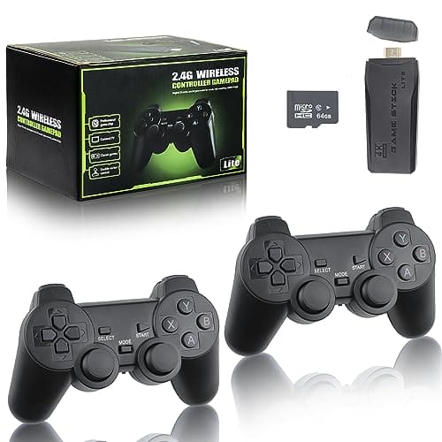 Retro Game Stick - Revisit Classic Games with Built-in 9 Emulators, 20,000+ Games, 4K HDMI Output, and 2.4GHz Wireless Controller for TV Plug and Play, Black (GAME-64-Black)