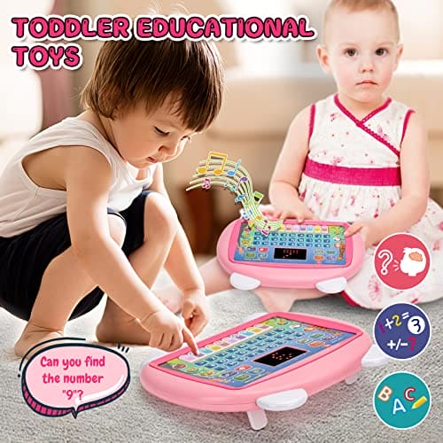 Toddler Toys for Girls Age 1 2 3 4, Kids Birthday Gifts for 1-2-3 Year Old Girl Kid Educational Learning Toys for 1-4 Year Olds Toddlers Electric Interactive Tablet Toys for 1 2 3 Year Old Girls Boy