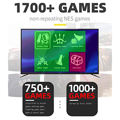 Retro Game Console, Y2SHD PLUS Video Game Console Built In 1700 Classic Games Mini Wireless Controller Family Game Consoles Gift For Adults And Children