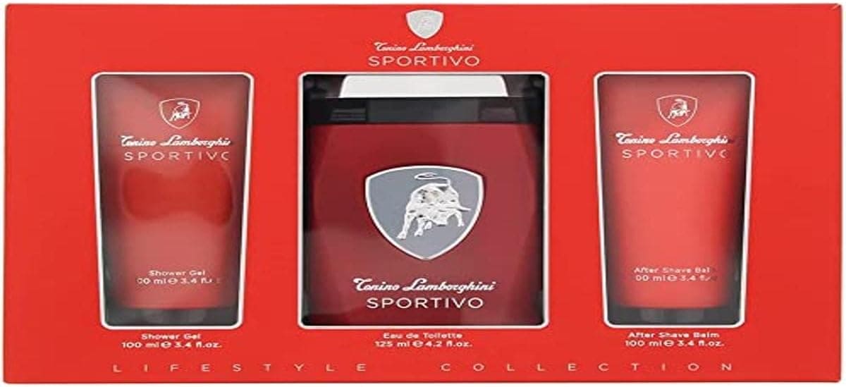 Lamborghini Sportivo 3 Piece Gift Set: Eau De Toilette 125ml - Shower Gel 100ml - Aftershave Balm 100ml