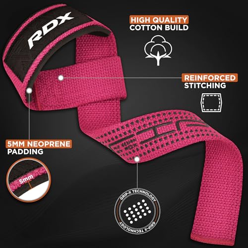 RDX Weight Lifting Straps,Powerlifting Deadlifting, Anti Slip 60CM Hand Bar Grip, 5MM Neoprene Wrist Support, Heavy Duty Weightlifting Bodybuilding Workout