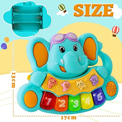 TOEY PLAY Baby Piano Toys 12+ Months, Musical Toys for 1 Year Old Boys Girls, Elephant Piano Keyboard with Game Mode, Early Learning Interactive Toy Gifts for Toddlers