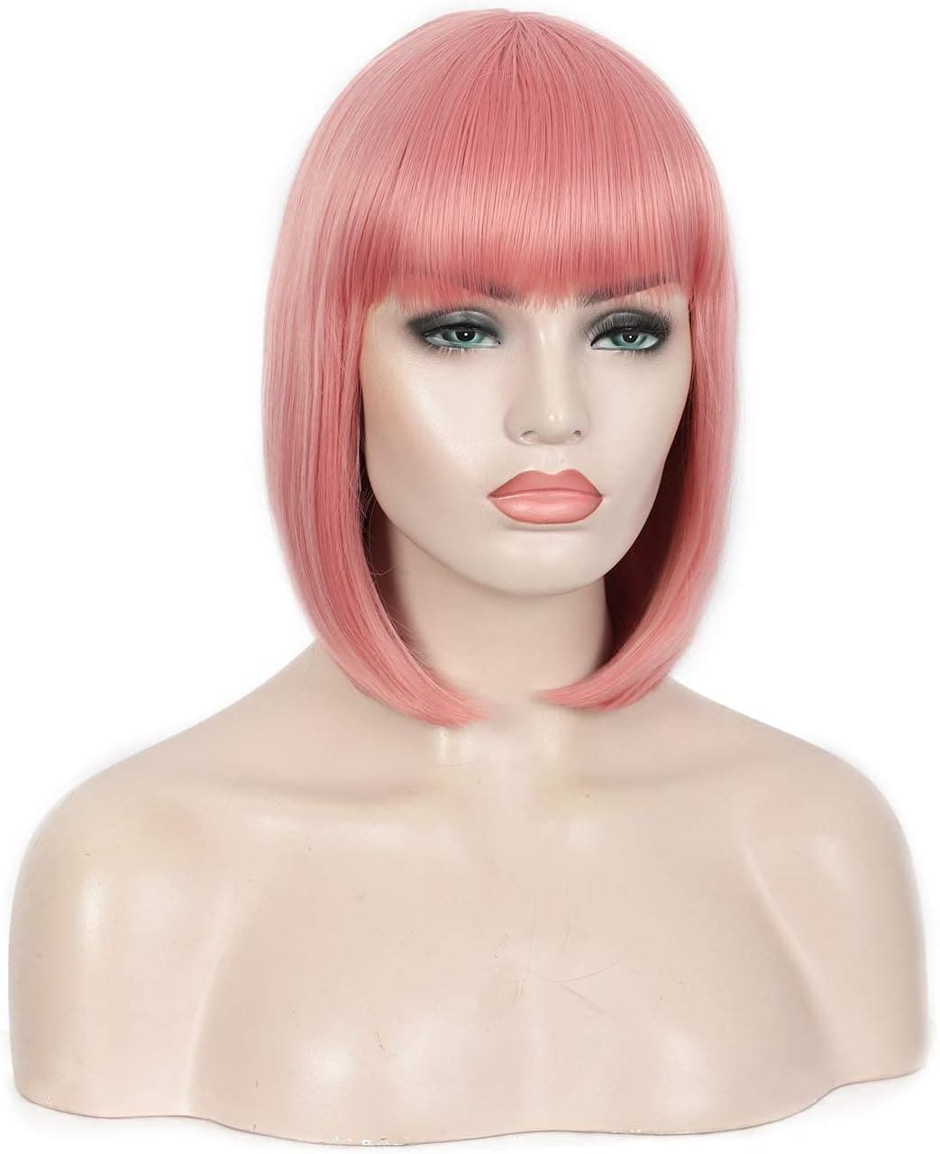 Kalyss Synthetic Bob Wigs for Women Short Dark Brown Bob Wig Natural Looking Straight Ladies Daily Hair Wig with Fringe for Cosplay Halloween Christmas Party