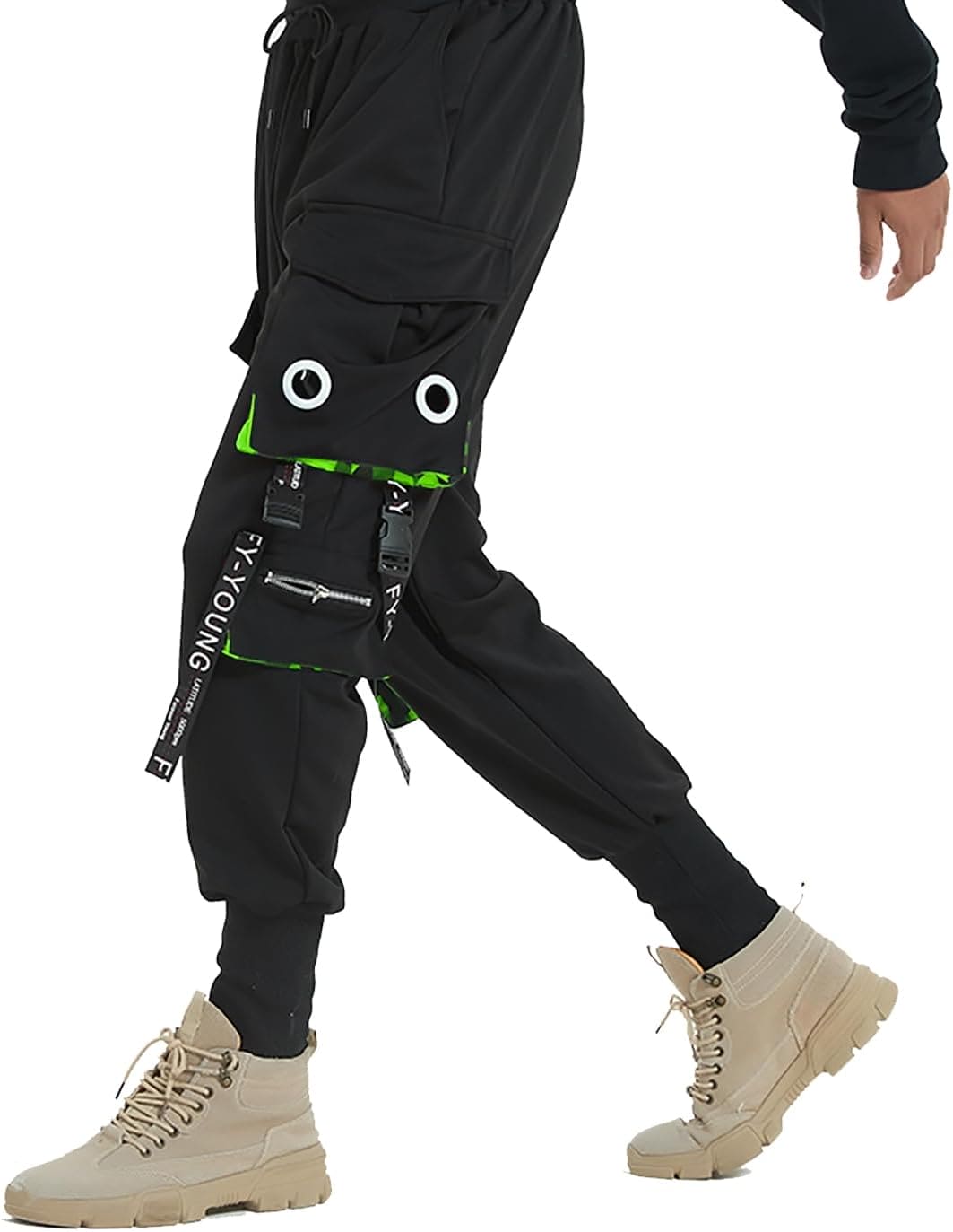 Hello MrLin Men's Techwear Pants Hip Hop Joggers Cargo Pants Baggy Streetwear Punk Trousers