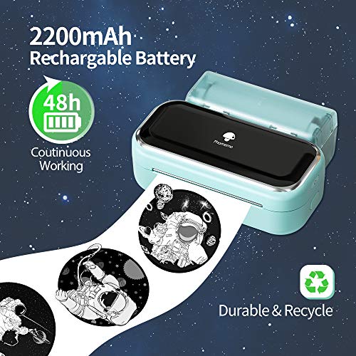 Phomemo Mini Printer, M03 3 inch Portable Sticker Printer, Small Bluetooth Thermal Inkless Printer for Gifts, Study, Pictures, Labels, Compatible with Phone & Tablet, Green