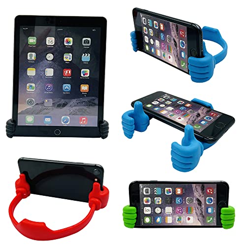 YuCool 4 Packs Thumbs Up Cell Phone Stands, Adjustable Flexible Cellphone Tablet Stand,Mobile Smartphone Mount Cradle Tablet Computer Display Holder for Compatible for Desk Desktop-4 Colors