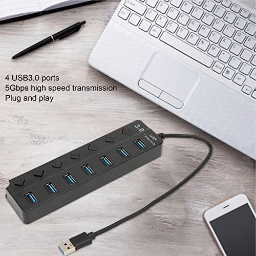 Vikye USB 3.0 Hub, 7 Ports USB Hub, Portable 5Gbps High Speed Transmission Data Hub, Ultra-Slim USB Adapter Docking Station for Laptop Compatible with Windows/OS X 10.0+(Black)