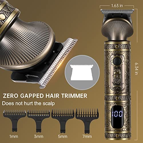 Surker Beard Trimmer Kit Professional Hair Clipper Trimmer Zero Gapped T-Blade Trimmer Electric Shaver Razor Nose Body Trimmer for Men Cordless Grooming Kit 7 in 1