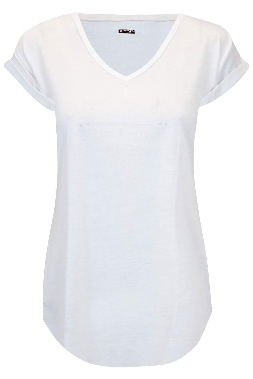 Fashion Star Womens Plain Curved Hem Jersey T-Shirt Top