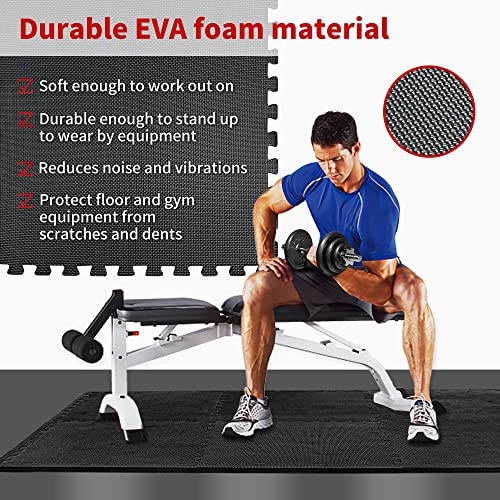 PROIRON Floor Protection Interlocking Mat 6 Pcs Large 60x60 cm Gym Floor EVA Foam Mat Tiles Thick 1 cm for Kids Exercise Fitness Outdoor Floor Covering Rubber Floor Mat for Workout Garage