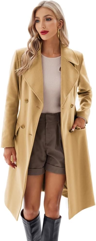 GRACE KARIN Winter Coats for Women UK Warm Long Duffel Coats Double Breasted Chunky Jackets