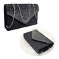 Women Diamante Envelope Clutch Bag Evening Handbag Purse Wedding, Bridal, Prom, Party Shoulder Bag (Black)