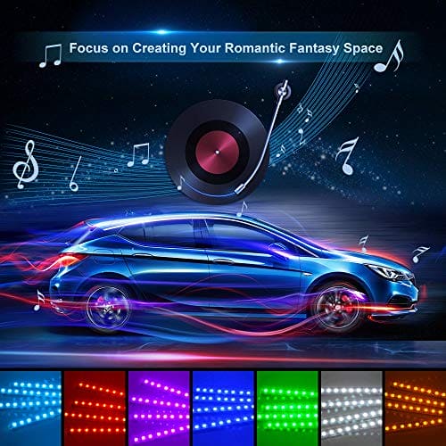 Interior Car LED Light Strip Music Sound-activated and Remote Control 4 in1 Waterproof Light Bar RGB Car Atmosphere Lights