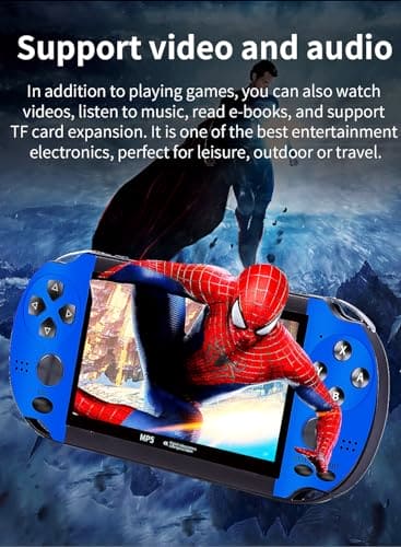 CZT Colorful Retro Video Game Console 4.3 inch Sreen 8GB Built-in 3000 Games Handheld ArcadeGame Console mini Portable Game Device Multiple Simulator MP3 MP4 E-book Nostalgic Children's gift(Blue)