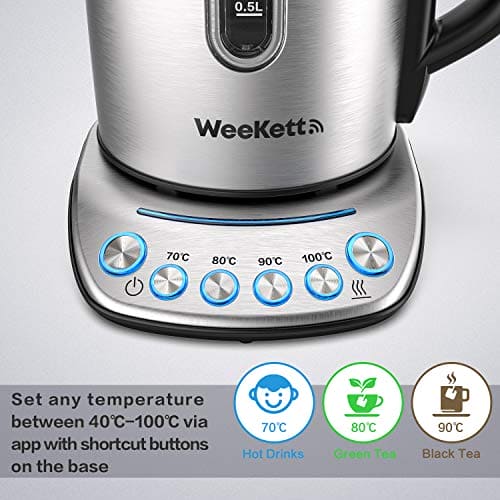 Smart Kettle by WeeKett - voice control with Amazon Alexa, Google & Siri, Variable Temperature Control, Keep Warm, Stainless Steel, BPA Free, Energy Efficient, 2200W, 1.7L