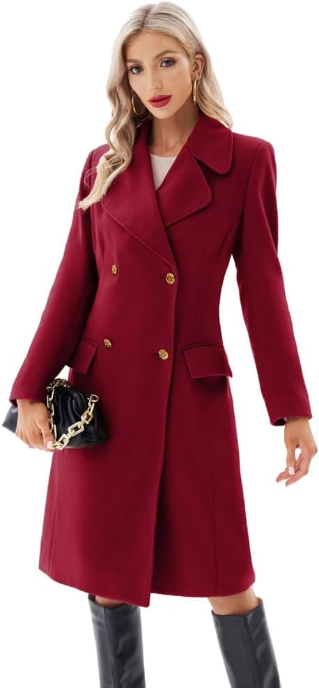 GRACE KARIN Winter Coats for Women UK Warm Long Duffel Coats Double Breasted Chunky Jackets