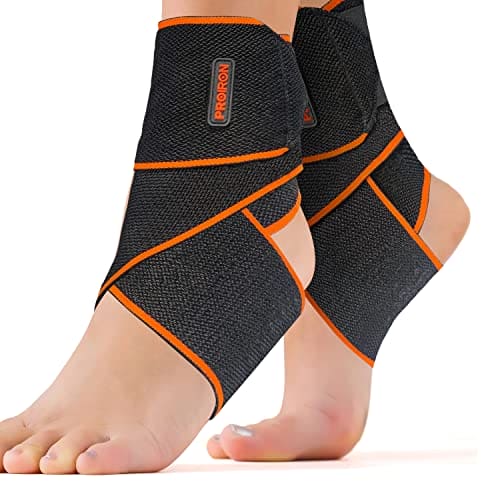 PROIRON Ankle Support Brace 2 PACK, Adjustable Ankle Brace Wrap Strap for Sports Protect, Plantar Fasciitis Achilles Tendonitis Ligament Damage Injury Recovery, One Size for Men Women