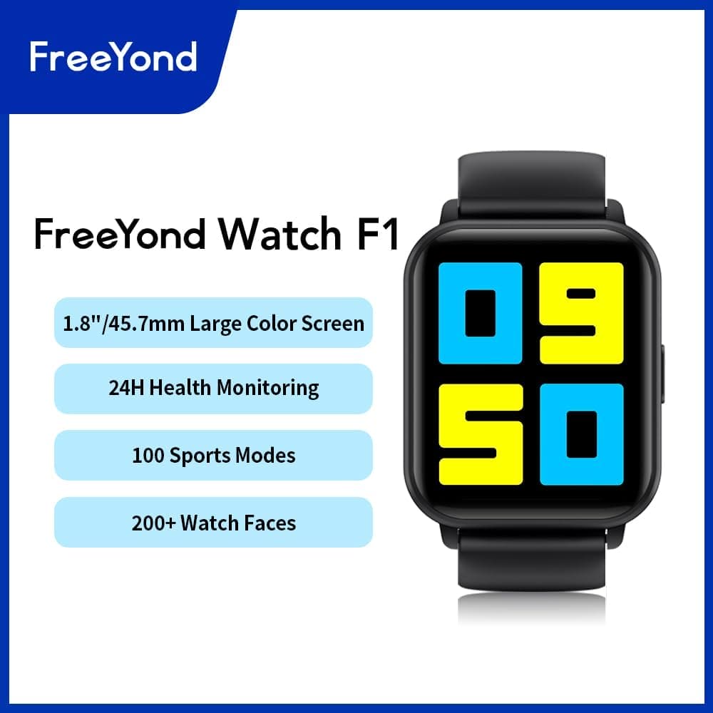 Freeyond Smart Watch Fitness Tracker 1.80" Touch Screen Fitness Watch for Women Men, Activity Trackers Smartwatch with Heart Rate Sleep Monitor Step, IP67 Waterproof Smartwatch Sports for iOS Android