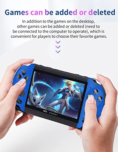 CZT Colorful Retro Video Game Console 4.3 inch Sreen 8GB Built-in 3000 Games Handheld ArcadeGame Console mini Portable Game Device Multiple Simulator MP3 MP4 E-book Nostalgic Children's gift(Blue)