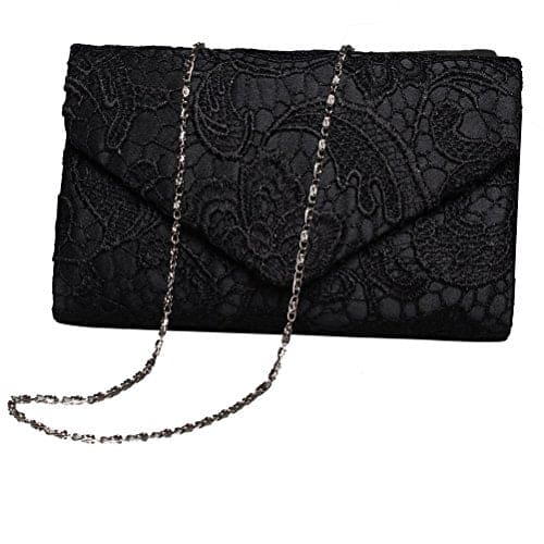 SUMAJU Lace Envelope Clutch, Womens Floral Lace Envelope Clutch Purses, Elegant Handbags For Parties and Wedding Occasions Black