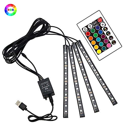 Interior Car LED Light Strip Music Sound-activated and Remote Control 4 in1 Waterproof Light Bar RGB Car Atmosphere Lights