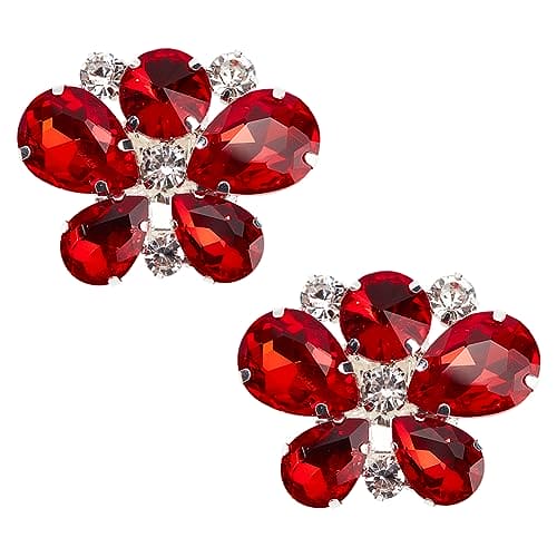 FINGERINSPIRE 2PCS Detachable Crystal Shoe Clips Ruby Rhinestones Shoe Buckles Exquisite Butterfly Shape Shoes Jewelry Decoration for Women Bridal Pumps Heels Flats Clutch Shoes Dress Hats Bags