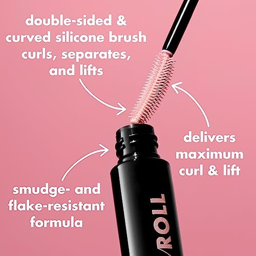 e.l.f. Lash 'N Roll Mascara, Curling Mascara For Visibly Lifted Lashes, Lifts & Separates Lashes. Long-Lasting Formula, Vegan & Cruelty-Free, Black