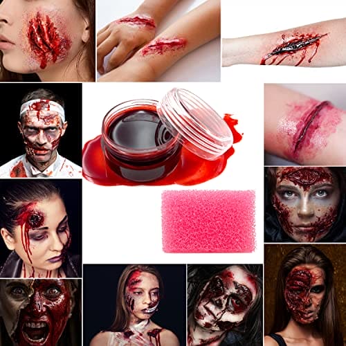 immetee SFX Makeup Kit, Special Effect Face Body Paint Halloween Makeup Christmas Gift, Face Paint Oil Palette+3 Scar Wax+1 Fake Blood+4 Paint Brushes+1 Spatula+1 Stipple Sponge+1Palette.