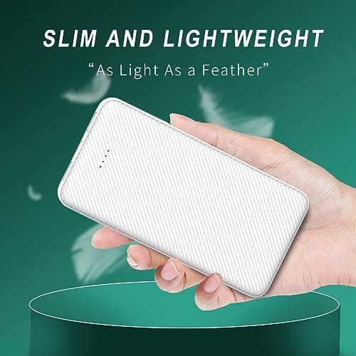 SLuB Power Bank 12000mAh Portable Charger, 3A USB C Fast Charge, Ultra Light and Thin Battery Pack, Mobile Phone Portable Charger, Suitable for iPhone, Samsung, Huawei, iPad, Etc