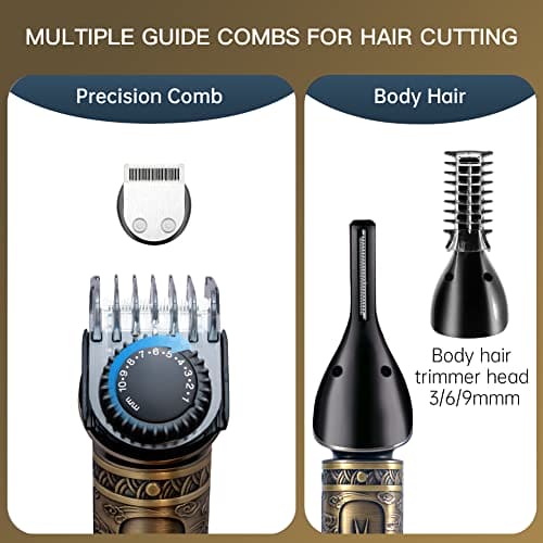 Surker Beard Trimmer Kit Professional Hair Clipper Trimmer Zero Gapped T-Blade Trimmer Electric Shaver Razor Nose Body Trimmer for Men Cordless Grooming Kit 7 in 1