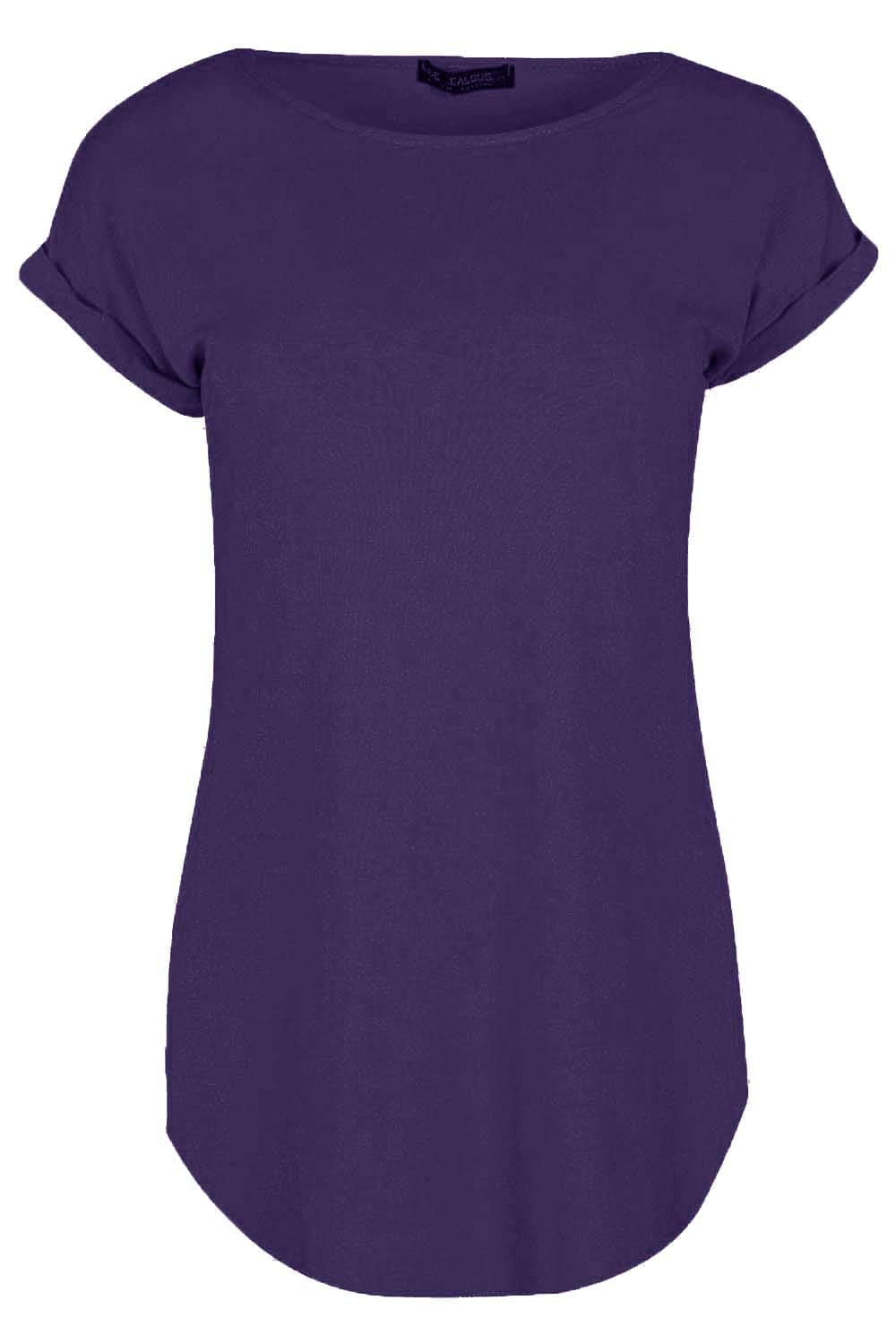 Fashion Star Womens Plain Curved Hem Jersey T-Shirt Top