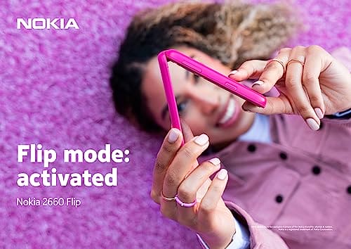 Nokia 2660 Flip Feature Phone with 2.8" display, 4G Connectivity, built-in camera, MP3 player, Classic games, a battery that lasts for days, Perfect for digital detox, Dual SIM - Pop Pink