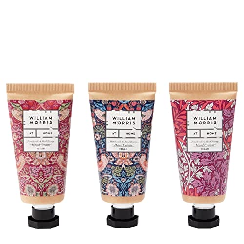 William Morris At Home Patchouli & Red Berry Hand Cream Gift Set | Enriched With Shea Butter & Essential Oils | Travel Friendly Sizes | 3 x 30ml