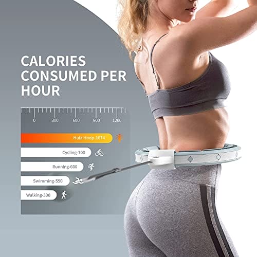 PROIRON Smart Hula Hoop for Adults, Weighted Hula Hoop with Counter 16 Knots Detachable Size Adjustable Smart Hoola Hoop, Fitness Hula Hoop with Auto-Spinning Ball, Weight Loss, Thin Waist Exercise