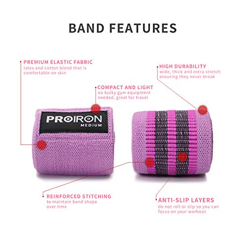 PROIRON Fabric Resistance Bands,Exercise Booty Bands[Set of 3] for Hips &Glutes, Non-Slip Stretch Bands Non-Rolling Hip Bands for Women, Training Yoga Pilates