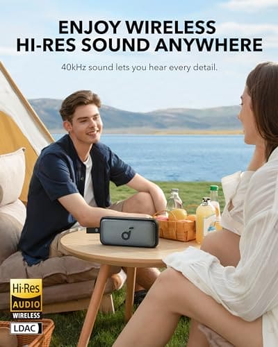 soundcore Motion 300 Wireless Hi-Res Bluetooth Speaker with BassUp, Portable Speaker with SmartTune Technology, 30W Stereo Sound, IPX7 Waterproof, Detachable Strap, for Backyard, Camping and Hiking