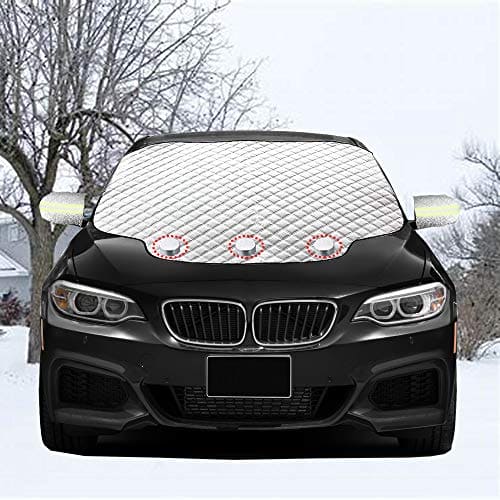 Viwril Car windscreen Cover for Winter, Windscreen Frost Cover with Side Mirror Cover and Reflective Stripes, Ice Windscreen Covers with Magnetic Edges Thickness Snow Protector for Cars (147×120cm)